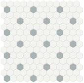 1" White w/ Cloud Blue Matte Hex Mosaic | Marino Tile NY