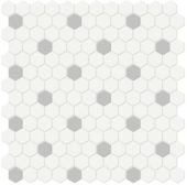 1" White w/ Loft Grey Matte Hex Mosaic | Marino Tile NY