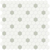 1" White w/ Soft Sage Matte Hex Mosaic | Marino Tile NY