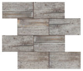 2.8"x6" Silver Industrial Linear Relief Pattern Glazed Ceramic Moisaic | Marino Tile NY