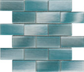 2"X4" Linear Aqua Glass Brick Pattern Mosaic | Marino Tile NY