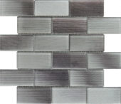2"X4" Linear Light Grey Glass Brick Pattern Mosaic | Marino Tile NY