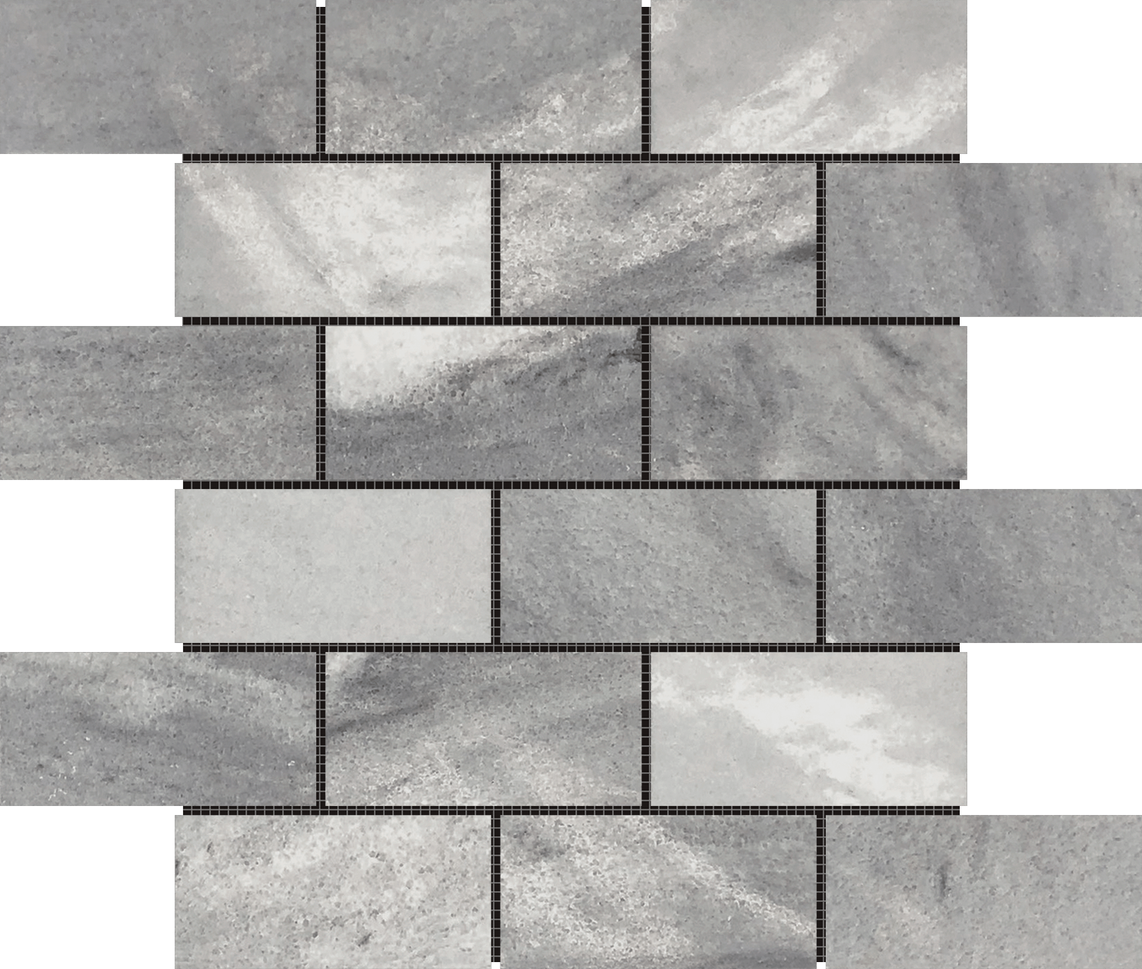 2"x4" Brick Ice Grey Mosaic