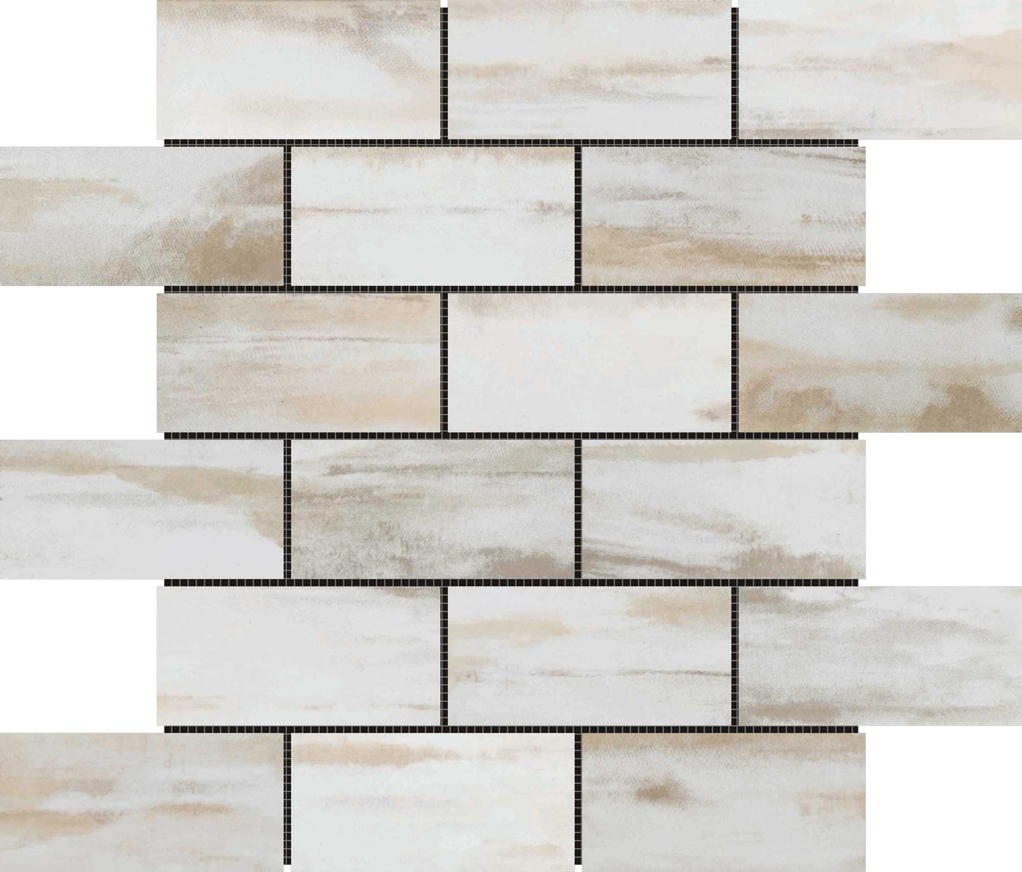 2"x4" Glazed Ceramic Beige Mix Rough Surface Mosaic