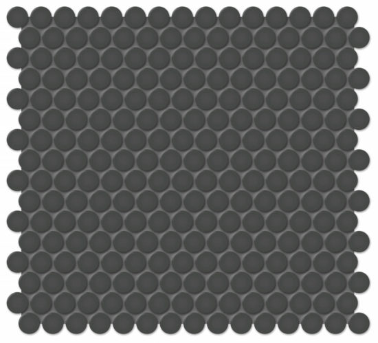 3/4" Retro Black Glossy Penny Round Mosaic | Marino Tile NY