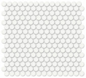 3/4" White Glossy Penny Round Mosaic | Marino Tile NY