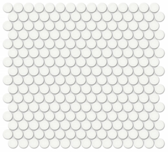 3/4" White Glossy Penny Round Mosaic | Marino Tile NY