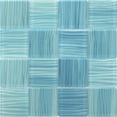 3"X3" Glass Pool Striped Aquamarine Mosaic | Marino Tile NY