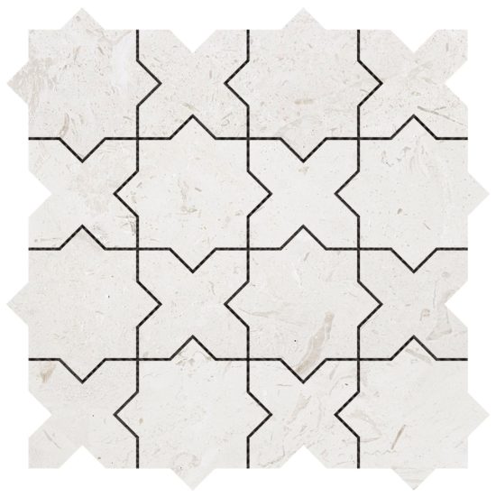 3″x3″ Cross & Star Beige Marble