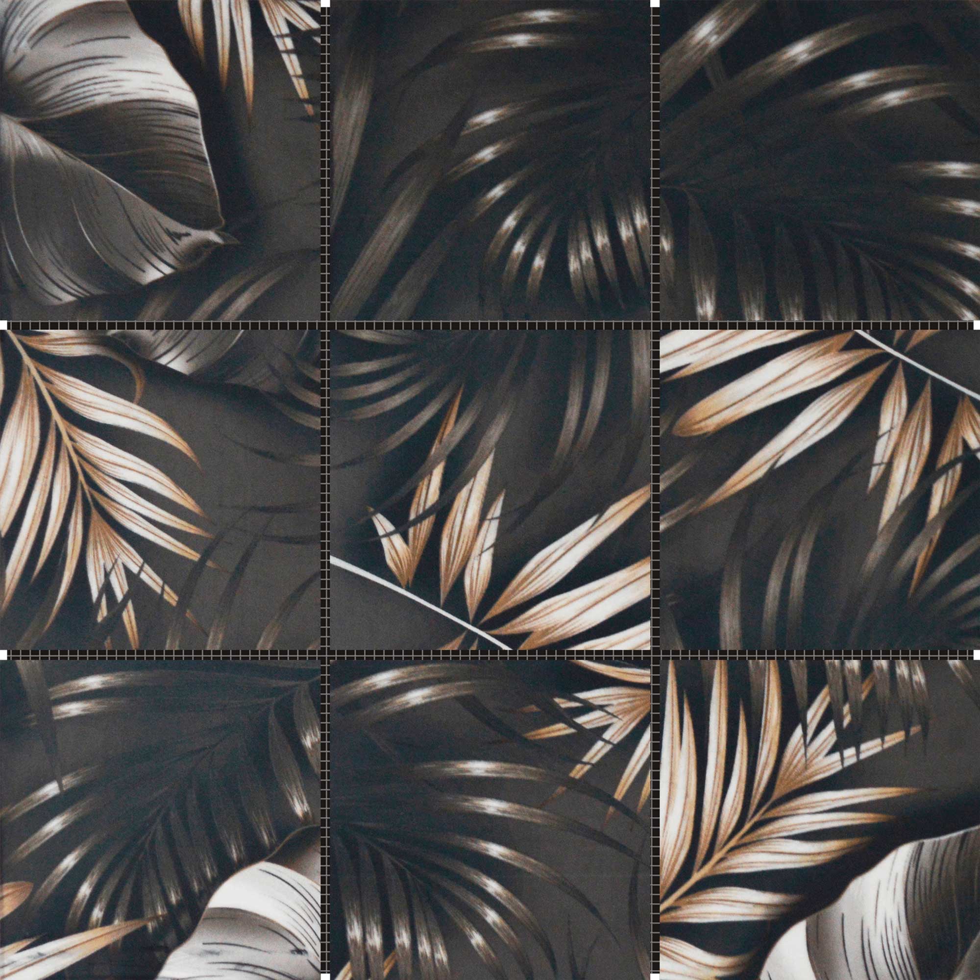 4"x4" Floral Palm Brown Beige Mosaic