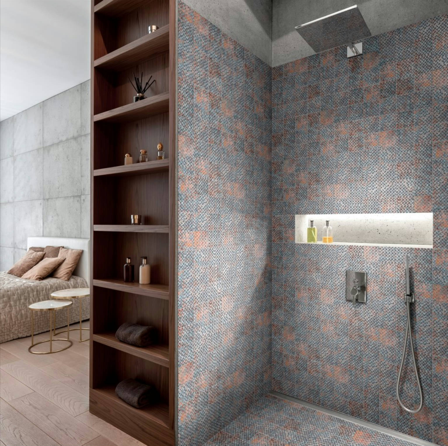 4x4 Rust Industrial Relief Pattern Glazed Ceramic Mosaic | Marino Tile NY