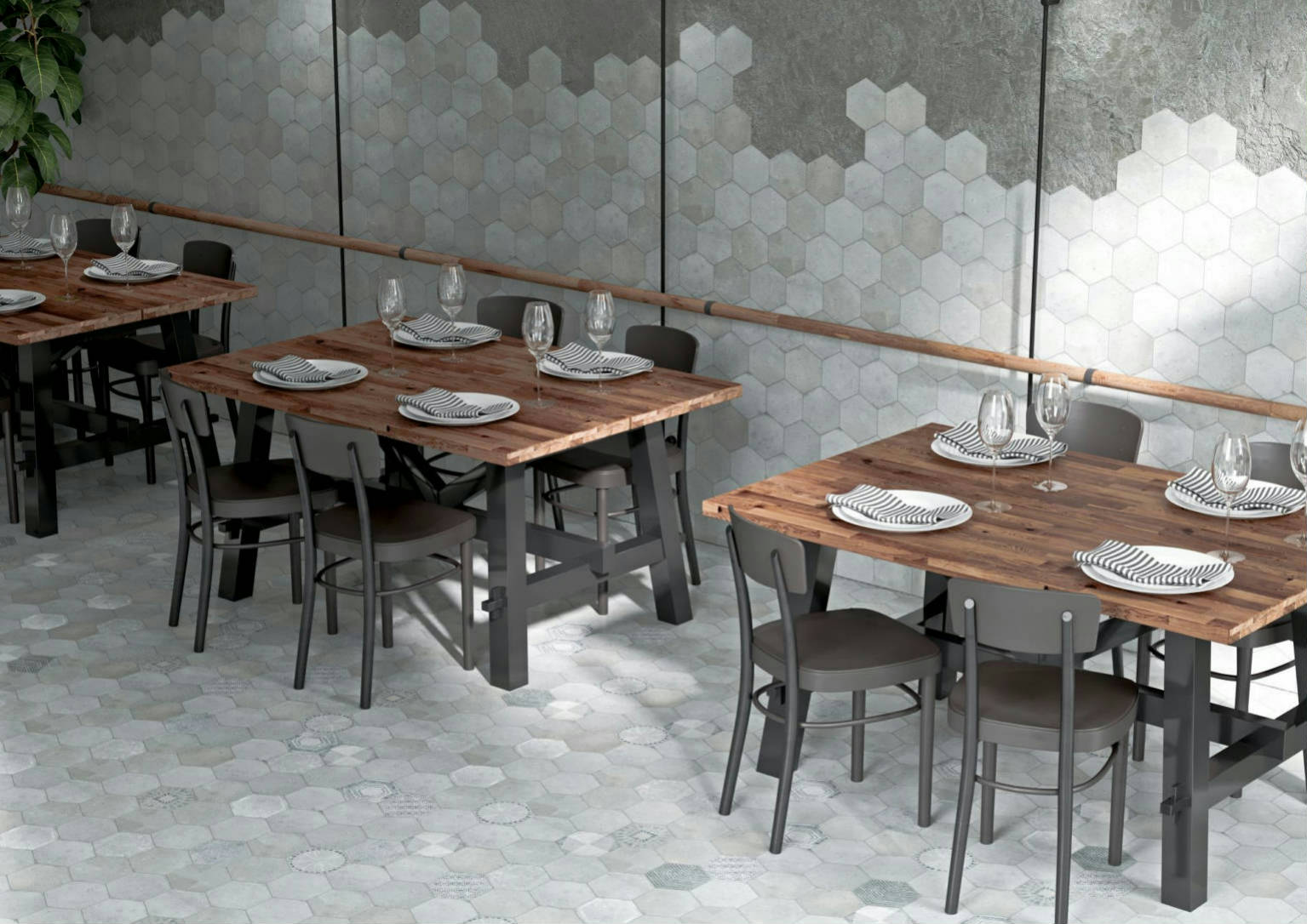 Alma 5.5x6.3” Grey and Grey Decor Hexagon 0 | Marino Tile NY