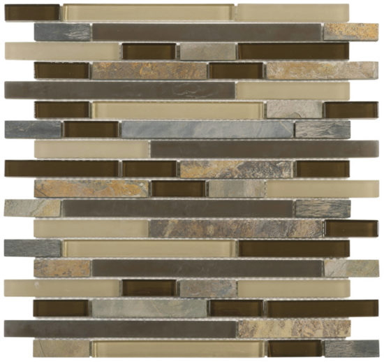 Beige Brown Slate Glass Baguette Mosaic | Marino Tile NY