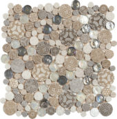 Beige Penny Round Décor/Glass Stone Interrlocking Mosaic | Marino Tile NY