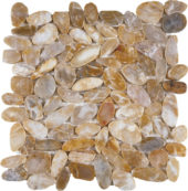 Beige Sliced Polished Pebble Interlocking Mosaic | Marino Tile NY