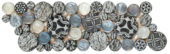 Black Penny Round Décor / Glass Interlocking Border | Marino Tile NY