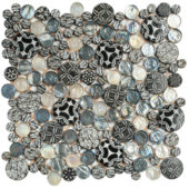 Black Penny Round Décor/Glass Stone Interlocking Mosaic | Marino Tile NY