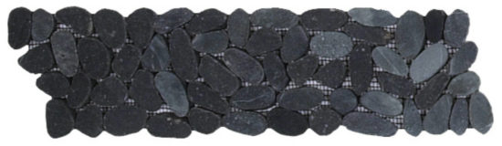 Black Sliced Matte Pebble Interlocking Border | Marino Tile NY