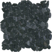 Black Sliced Matte Pebble Interlocking Mosaic | Marino Tile NY