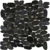 Black Sliced Polished Pebble Interlocking Mosaic | Marino Tile NY