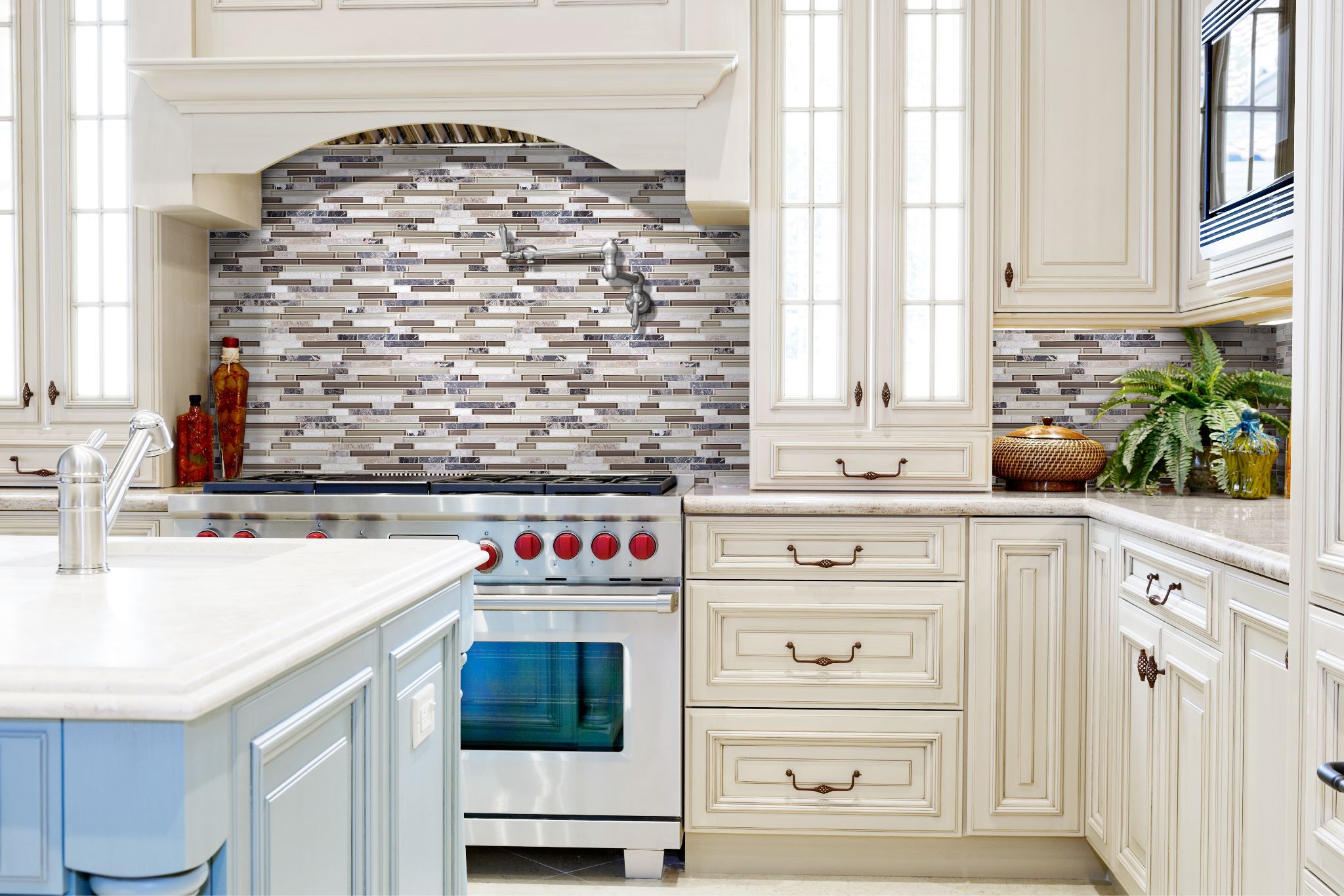Bliss Cabernet Glass Stone Linear Blend | Marino Tile NY