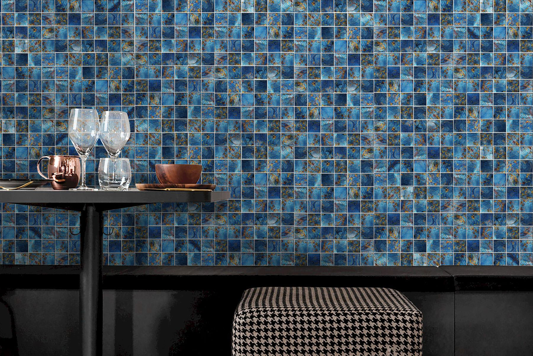 Blue Aluminum 2"x2" Mix Mosaic | Marino Tile NY