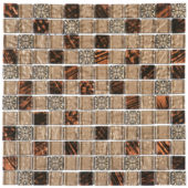 Brown Decor Mix Marble Glass 7/8"X7/8" Mosaic | Marino Tile NY