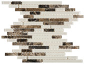 Brown Marble Beige Glass Baguette Interlocking Mosaic | Marino Tile NY