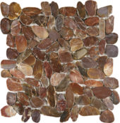 Brown Sliced Polished Pebble Interlocking Mosaic | Marino Tile NY
