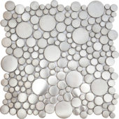 Brushed Silver Penny Rounds Inox Metal Interlocking Mosaic | Marino Tile NY