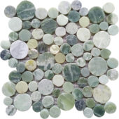 Crystal Green Semi-Precious Stone Round Interlocking Mosaic | Marino Tile NY