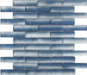 Glass Baguette Blue Mix Matte Interlocking Mosaic | Marino Tile NY