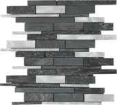 Grey/Black Stone Aluminum Mix Baguette Interlocking Mosaic | Marino Tile NY