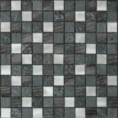 Grey/Black Stone Aluminum Mix Mosaic | Marino Tile NY