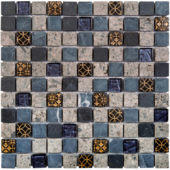 Grey/Blue Glass Mix Marble Mosaic 1 | Marino Tile NY