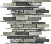 Grey/Green/Beige Mix Stone Baguette Interlocking Mosaic | Marino Tile NY