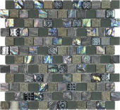 Grey/Green/Beige Mix Stone Glass 1"X1" Mosaic | Marino Tile NY