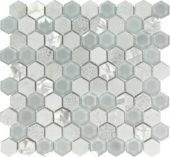 Hexagon Glass Marble & Mother Pearl White Mix Mosaic | Marino Tile NY