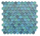 Hexagon Mix Blue Glass Mosaic | Marino Tile NY