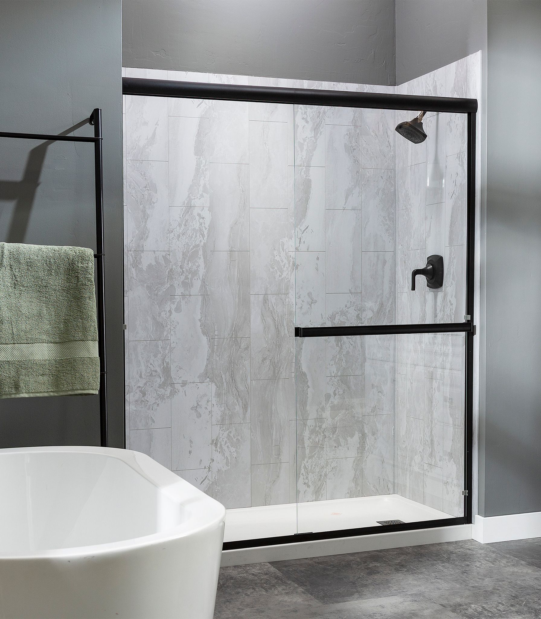 Iced Pewter Shower Wall Kit 30x60x78 | Marino Tile NY