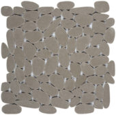 Light Grey Sliced Reconstituted Pebble Interlocking Mosaic | Marino Tile NY
