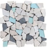 Mini Opus Beige Grey Marble Mix & Green Glass | Marino Tile NY