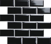 Mini Subway Black Glazed Porcelain Interlocking Mosaic 2"X4" | Marino Tile NY