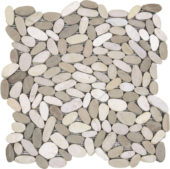 Mix White/Beige Sliced Matte Pebble Interlocking Mosaic | Marino Tile NY