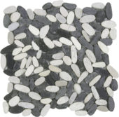 Mix White/Black Sliced Matte Pebble Interlocking Mosaic | Marino Tile NY