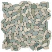 Mix White/Green Sliced Matte Pebble Interlocking Mosaic | Marino Tile NY