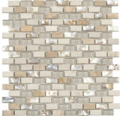 Mother Of Pearl Glass Marble Beige/White Mix Brick | Marino Tile NY