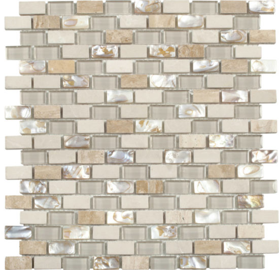 Mother Of Pearl Glass Marble Beige/White Mix Brick | Marino Tile NY