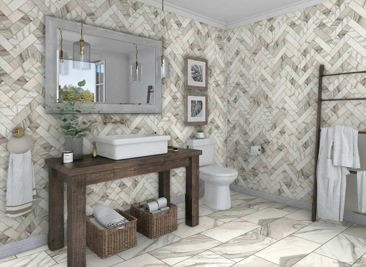 Mystique 12x24" and 3x13" Crushed Gold | Marino Tile NY
