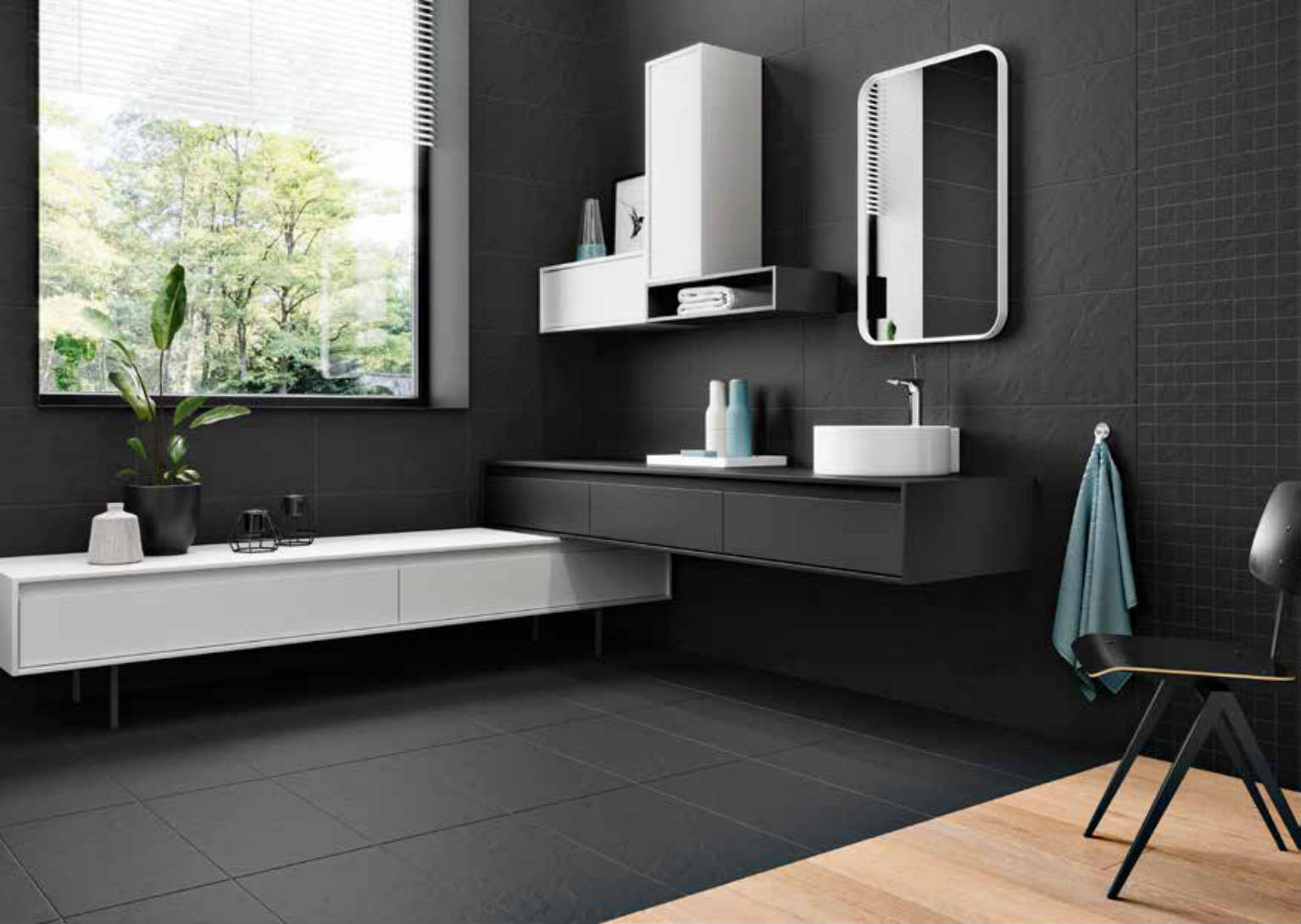 Nepal Slate Kathmandu Black 12x24 and 2x2 | Marino Tile NY